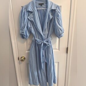 I.N.C. International Concepts light blue linen coatdress w/lining adjust sleeves